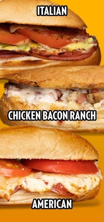 Double Sub Menu Baked fresh and served warm